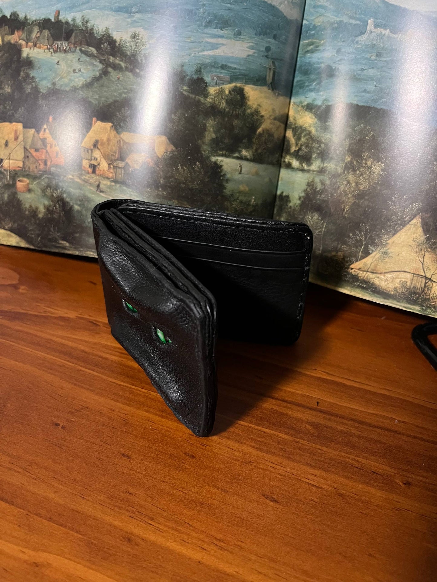 Gloomy wallet, Genuine leather, 8 card slots.