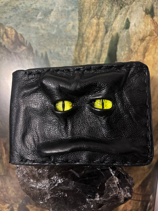 Gloomy wallet, Genuine leather, 8 card slots.